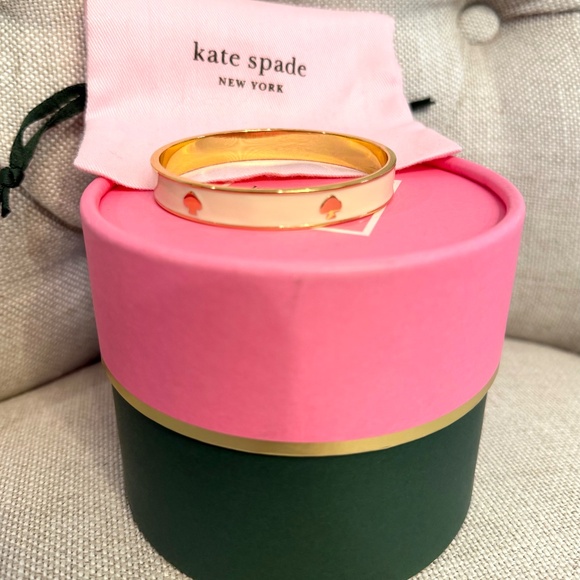 Kate Spade Spade Enamel Bangle Bracelet- Ivory Cream White w/ Dustbag Box - Picture 2 of 9